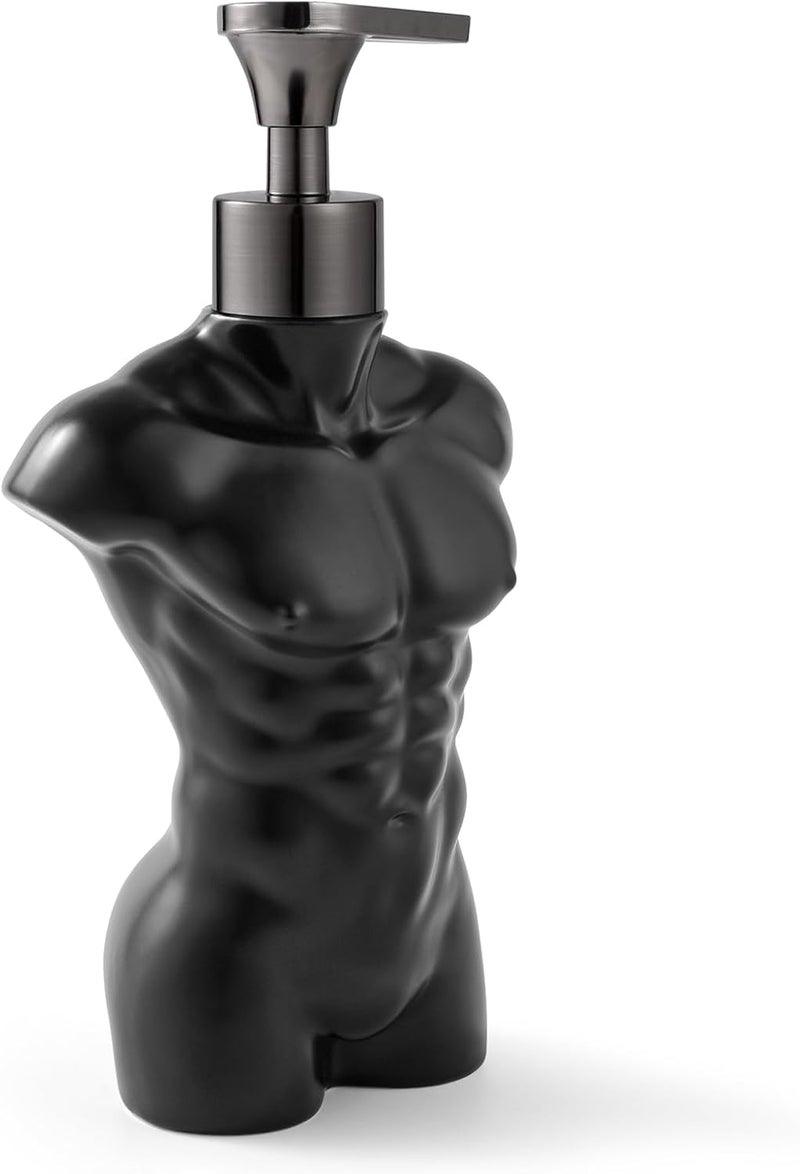 NEWHENGS Ceramic Soap Dispenser Hand Lotion Liquid Dispenser Refillable for Kitchen and Bathroom Decorative (Black Figure) - Image 2